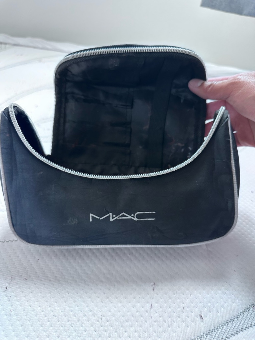MAC Cosmetics Black Cosmetic Bag with Silver Trim